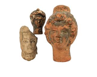 #17 • Antique Roman Terracotta Figural Heads - 3 Pieces
