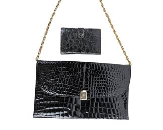 #87 • Nino of Roma Leather / Alligator Clutch & Coordinating Wallet
