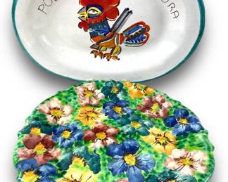 #158 • Two Vintage Serving Platters, Signed & Numbered - Italy
