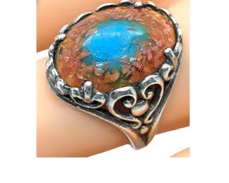 #108 • Kabana Sz 7 Sterling & Oyster Turquoise Ring

