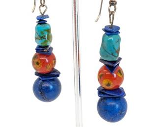 #98 • Tibetan Gemstone Sterling Dangling Earrings
