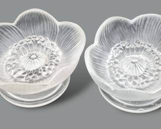 #92 • Pair of Lalique Crystal Floral Decor
