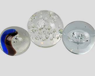 #50 • Three Round Art Glass Paperweights
