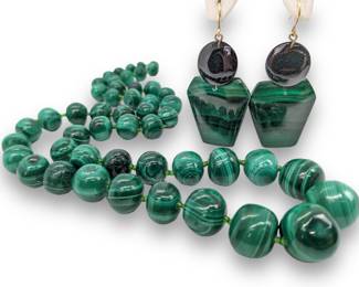 #90 • Malachite Necklace and Earrings Set
