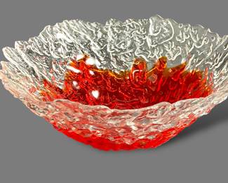 #4 • Mid-Century Large Orange Glass Bowl
