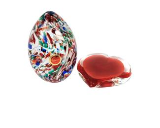#48 • Murano Italy Art Glass and Red Heart Shaped Paperweight
