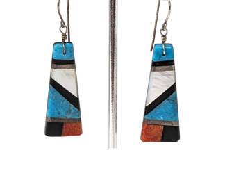 #195 • Geometric Multi-Gemstone Dangle Earrings with Sterling
