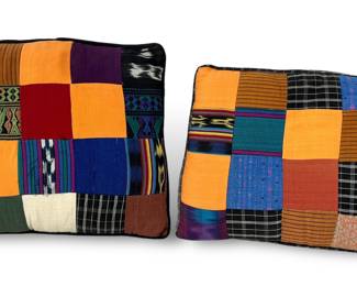 #119 • Set of Two Colorblock Patchwork Pillows/ Central American Textiles
