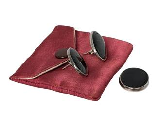 #91 • Ed Levin Onyx/Sterling Scarf Slide with Black Granite/Sterling Earrings
