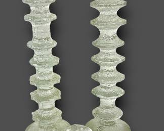 #8 • Iittala 12” Candlesticks & Pair of Kosta Boda Snowball Votives
