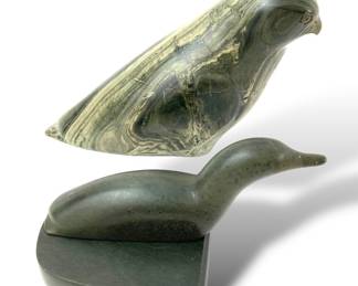 #161 • Canadian Eskimo Hawk & Loon Soapstone Carvings

