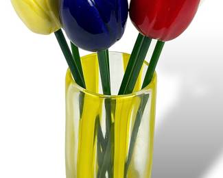 #47 • Ceramic Tulips and Art Glass Naisey Vase
