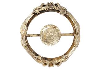#89 • Vintage Circular Chinese Vermeil Brooch
