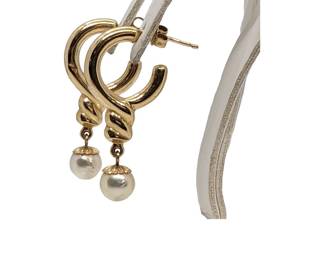 #193 • 14k Gold Hoop and Pearl Earrings
