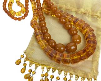 #169 • Two Vintage Faux Amber Necklaces
