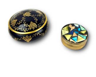 #46 • Linders Kueps Bavaria Echt Cobalt Powder Jar & Inlaid Powder Case
