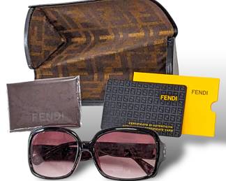 #70 • Fendi Square Black Sunglasses, Case, COA
