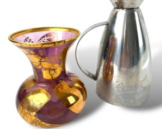 #160 • Italian IPAC Pitcher & SC Line Art Glass Vase
