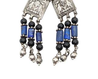 #189 • Sterling, Lapis, and Onyx Dangle Bird Earrings
