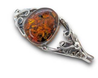 #82 • Vintage Amber and Sterling Cuff Bracelet
