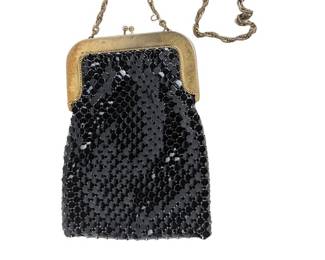 #94 • Whiting & Davis Vintage Black Mesh & Clasp Handbag
