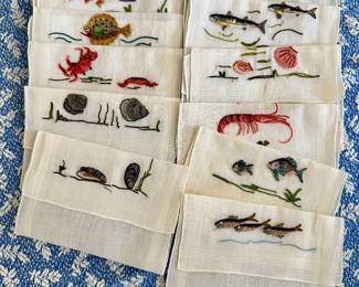 Tambour embroidery cocktail napkins