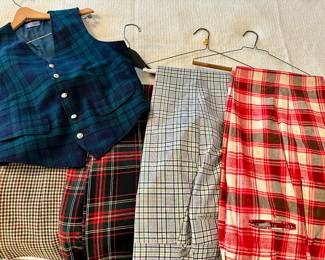Vintage men's pants, including wool and madras