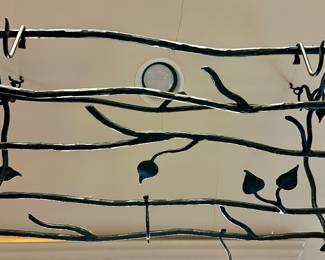 Forged wrought iron pot rack.