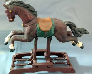 Primitive 8" Cast Iron Rocking Horse With Springs