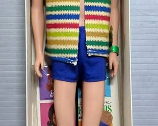 1964 Mattel Allan "Kens Buddy" Doll In Original Clothes, Stand And Box