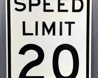 Speed Limit 20 Metal Sign, 24" H x 18" W
