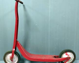 Vintage Steel Scooter, 30" Tall And 36" Long