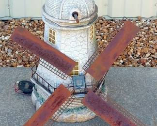 Solar Powered Windmill Lawn Decor, Approx 24" High