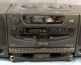 JVC PC-XT5 Portable System With Twin-CD, Twin Cassette, Tuner, And Equalizer, And 2 Attached Speakers Model PC-B1006