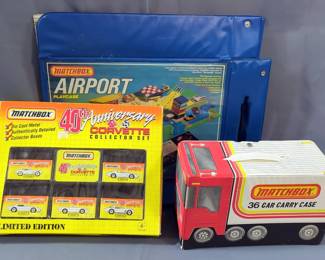 Matchbox 40th Anniversary Corvette Collector Set, Matchbox Carry Case, And Matchbox Airport Pad