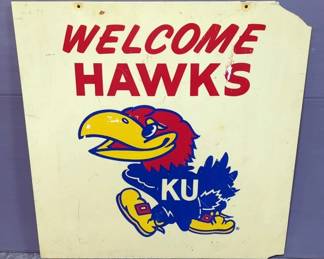 Kansas Jayhawk Double Sided "Welcome..."Sign, 36" x 36"