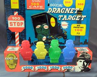 1955 Dragnet Target Game Arcade Spinning Target Stand