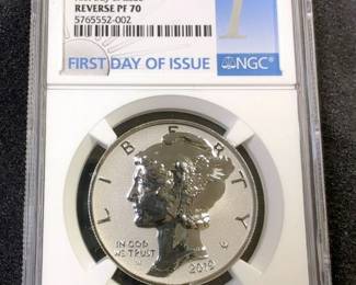 2019 W $25 One Ounce Palladium High Relief Reverse Proof American Eagle Coin, NGC Certified PF 70, First Day Of Issue