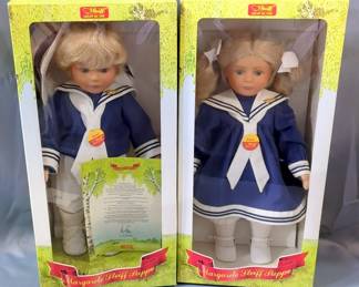Margarete Steiff Puppe Bernd Doll No. 9210 With COA, And Betina Doll No. 9204, Both In Boxes