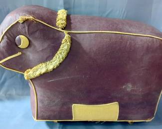 1940s Rolling Vinyl Sheep Shaped Footstool, 15" x 21" x 7"