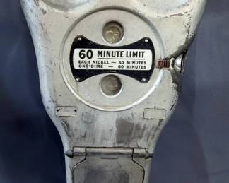 Vintage 60-Minute Parking Meter Head, With Key To Coin Box