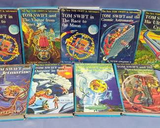 Tom Swift Hardback Book Collection Including "...Race To The Moon", "... The Visitor From Planet X", "...Jet Marine", Total Qty 9