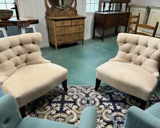 Large upholstered and tufted living room chairs - $60 each