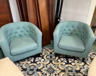 Light blue-green barrel chairs - $125 each