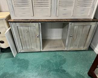 Handmade, beach-themed rustic cabinet.