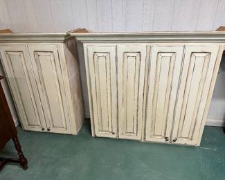 shabby chic above counter cabinets $250 for the set