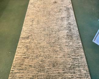 Cream and green highlighted rug runner