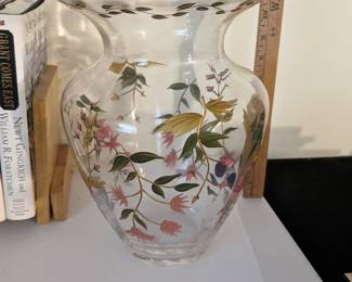 Large Romanian Crystal hand-painted vase