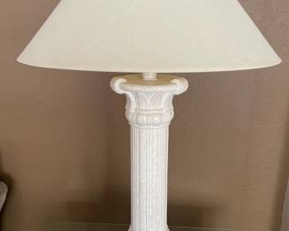 Grecian Column Style White Table Lamp