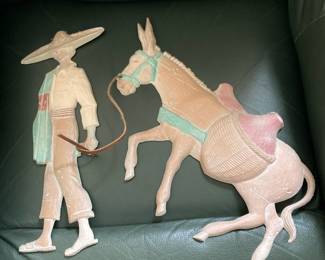 Cast Aluminum Mexican Man with Donkey Wall Art